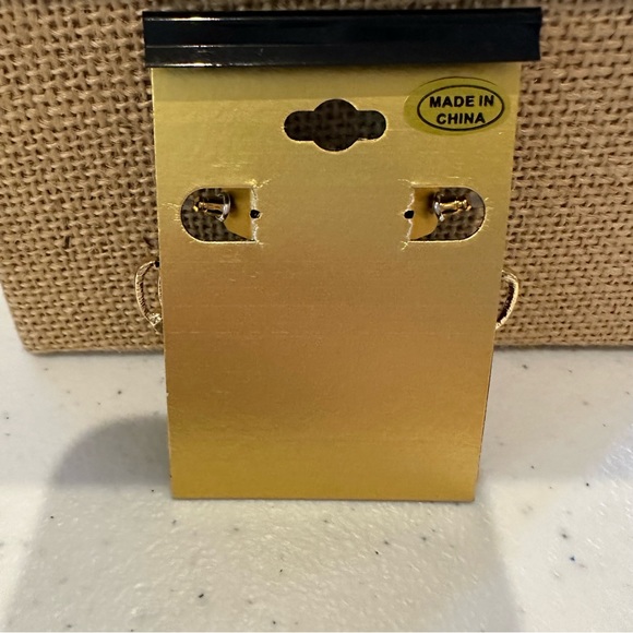 NWT Christian Siriano of New York Earrings- gold hoops with clear rhinestones - Picture 7 of 7